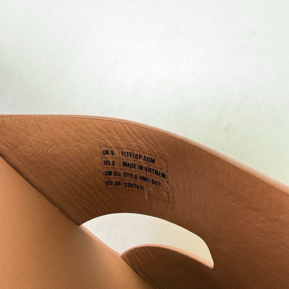 FitFlop Women's Leather Sandals Size 8 Light Tan Slip On Platform Comfort - Picture 7 of 12